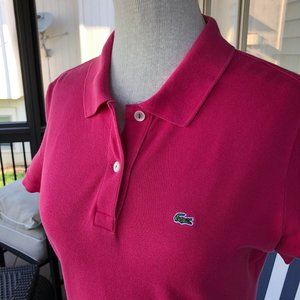LACOSTE Ladies Hot Pink Cotton Pique Knit Shirt - Size EU42 / US LRG